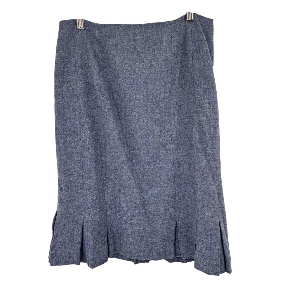 Talbots Womens Blue Wool Skirt Pleated Size 6 lined knee length